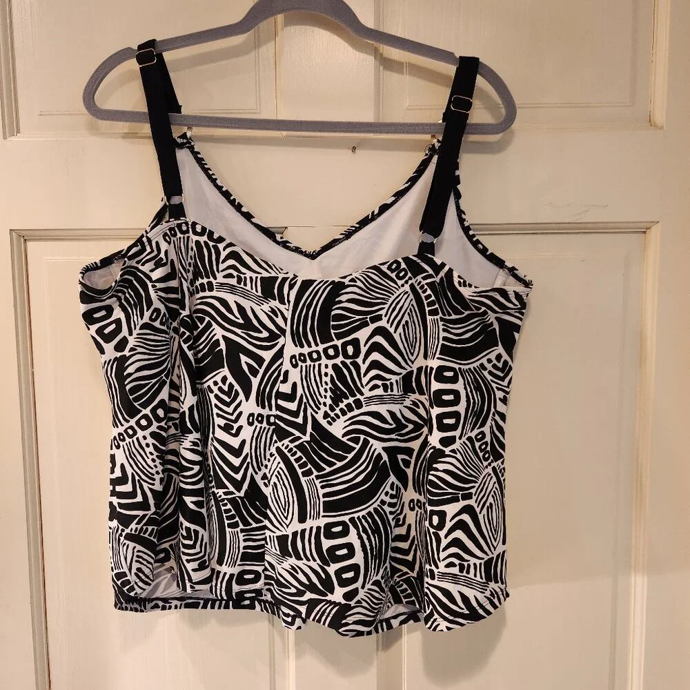 Christina Tankini Top Black & White‎ 3X